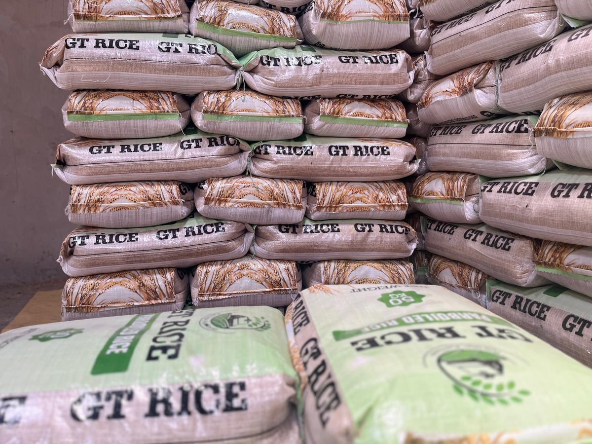 Parboiled rice bags at GT Rice Mills, Kano